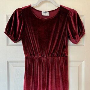 Old Navy Red Velvet Dress Girl’s 8 Medium Burgundy Christmas Holiday Outfit